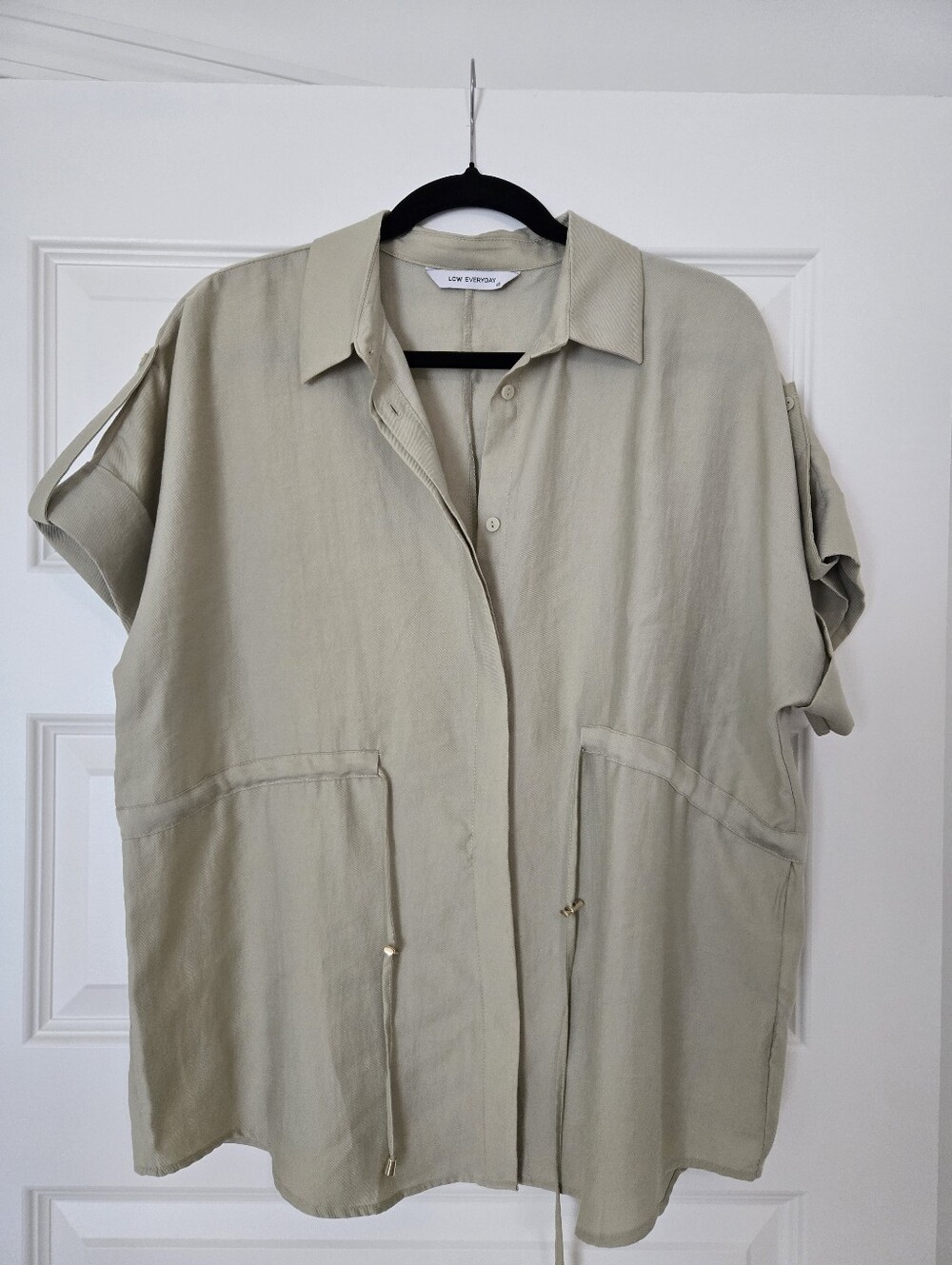 LC Waikiki Linen-Blend Utility Shirt Jacket in Light Sage